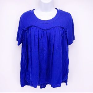 NEW Caslon Royal Blue Short Sleeve Blouse Top Size Small